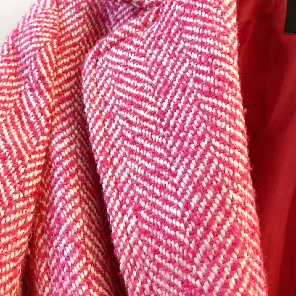 EXPRESS | Pink white tweed Barbicore wool winter coat trench women’s Small - Picture 6 of 8
